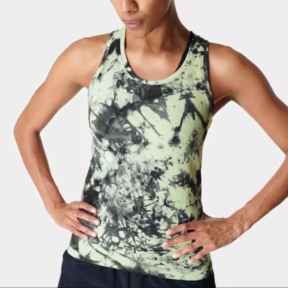 Sweaty Betty Seamless Green Tie Dyed Tank sz L NWT